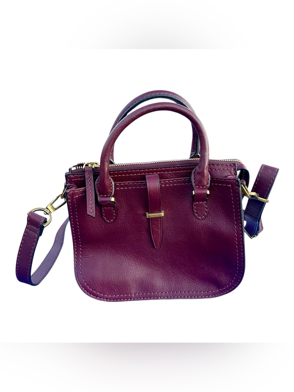 Fossil Ryder Mini Satchel Leather Crossbody Bag in Fig